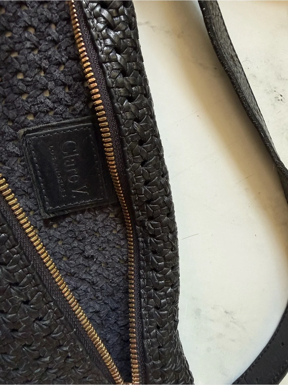 Clare V Grande Fanny Black Woven Crossbody with Gold Hardware - Picture 5 of 6